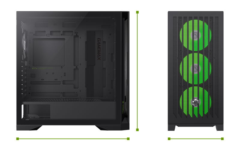 開封済未使用GAMEMAX Leader 2 BK PCケース GAMEMAX LEADER 2 PC Case with USB-C Ports vertical GPU support
